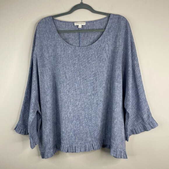 Cynthia Rowley Tops - Cynthia Rowley Linen Blend Top Womens XLarge Pleated Coastal Beach Capsule Tunic